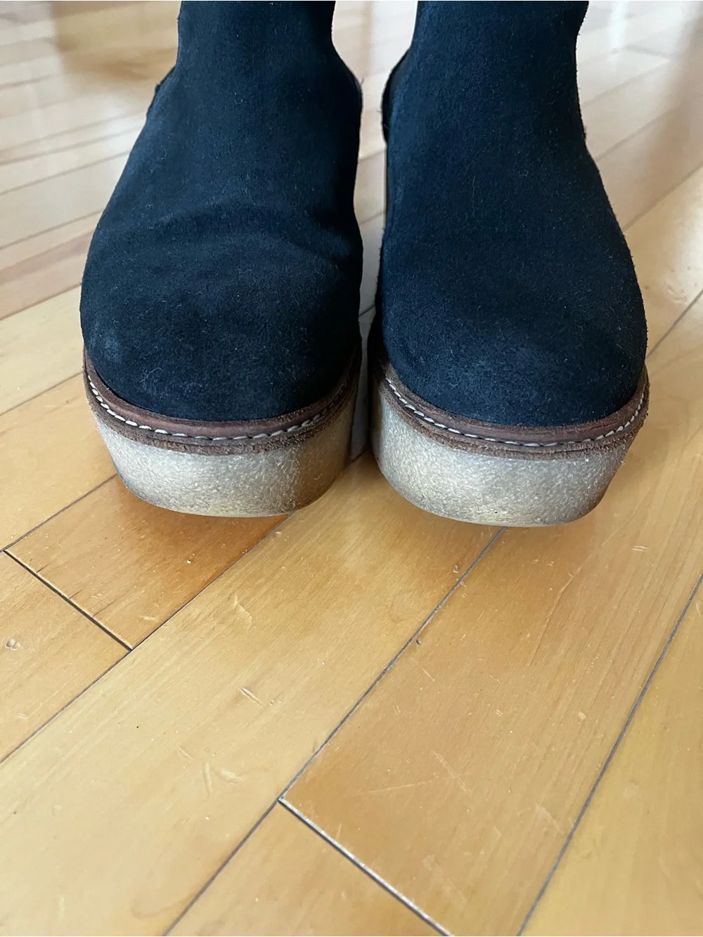 Women’s Black Suede Chelsea Boots with Crepe Sole - Picture 5 of 5